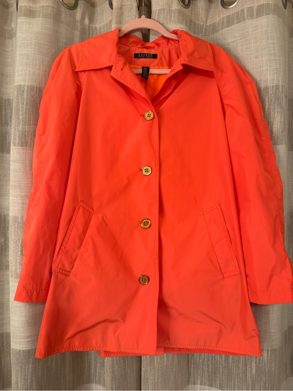 Lauren Ralph Lauren Coral Single-Breasted Trench Coat